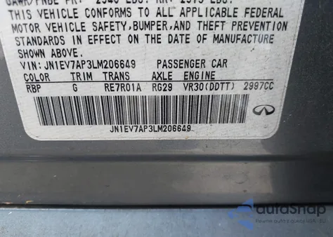 2020 Infiniti Q50 Luxe from USA, damaged, VIN JN1EV7AP3LM206649